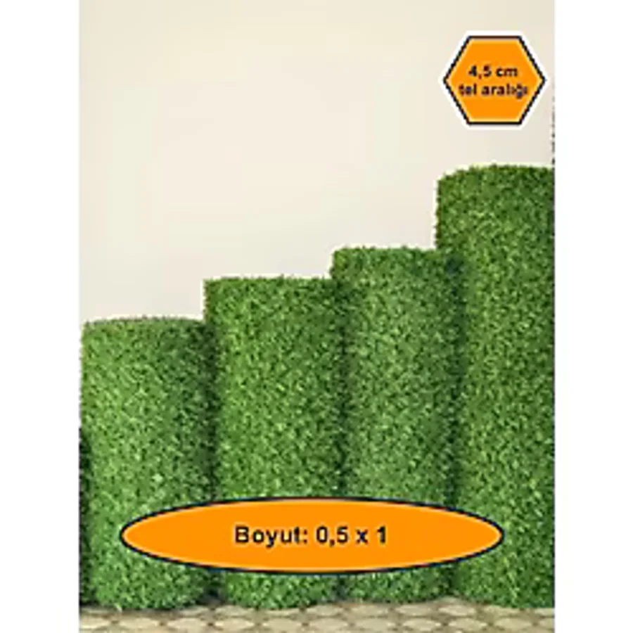 NetBazaars 0,5x1 Metre Çim Çit, Bahçe Çiti, Dekoratif Telli Çit, Yapay Çim Çit