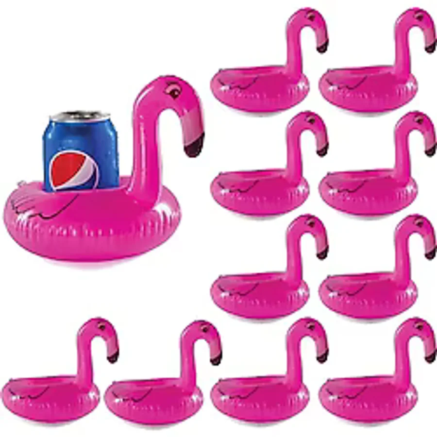 Netten Evime 10 lu Set Pembe Flamingo Şişme Bardak Simidi İçecek Tutacağı