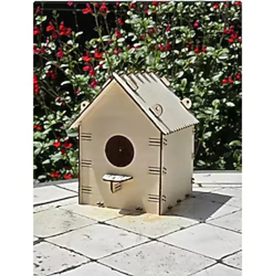 NETWORK ART Ahşap Kuş Yuvası Evi Boyanabilir (Etkinlik İçin) 14 Cm X 11 Cm X 11 Cm