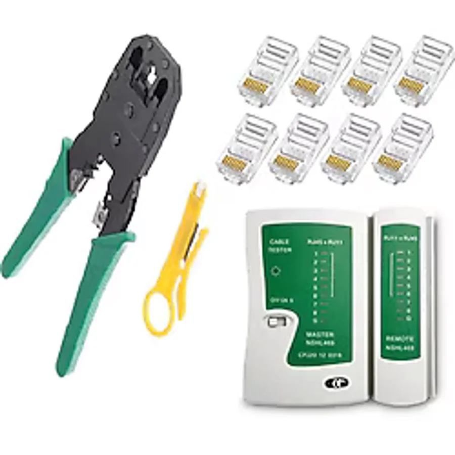 Network Cat5Cat6 Sıkma Pense+50 Adet Cat5Cat6 Jak + Test Cihazı