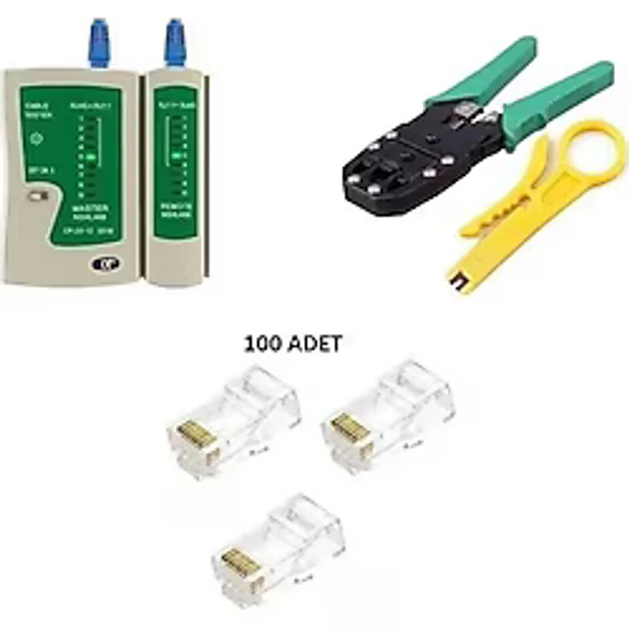 Network Set Rj45+Kablo Tester+Rj45 Sıkma Pensesi+Kablo Soyu
