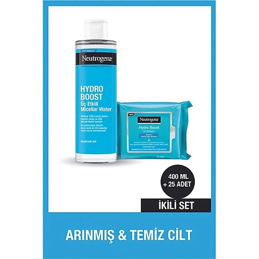 Neutrogena Hydro Boost Micellar Water 400 ML + Hydro Boost Cilt Bakım Seti 25'li