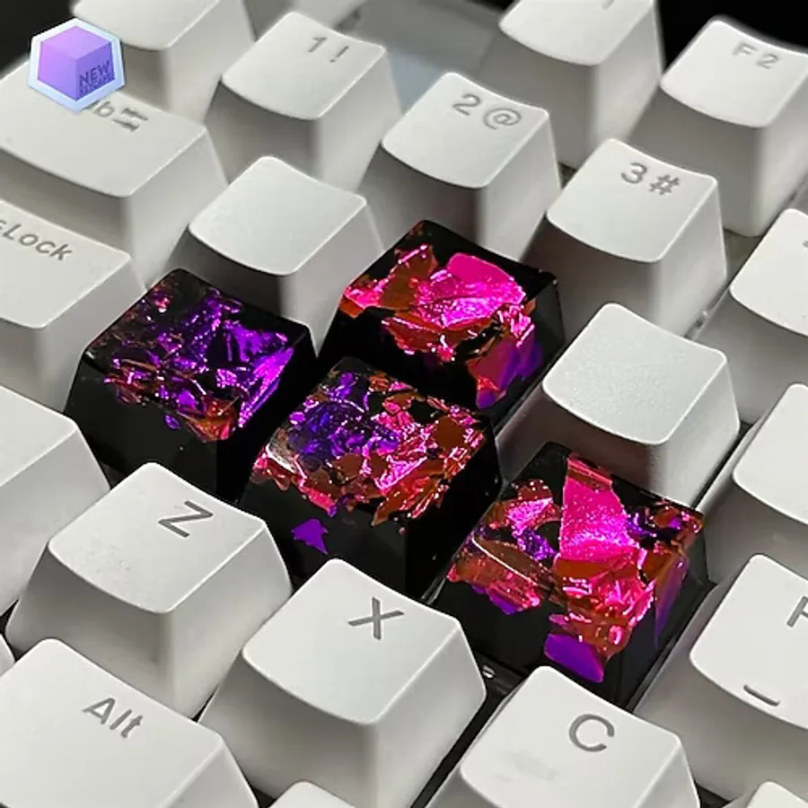 New Keycaps Black And Purple W-a-s-d Ve Yön Tuşları Dörtlü Set Mekanik Klavye Tuşu Artisan Keycaps