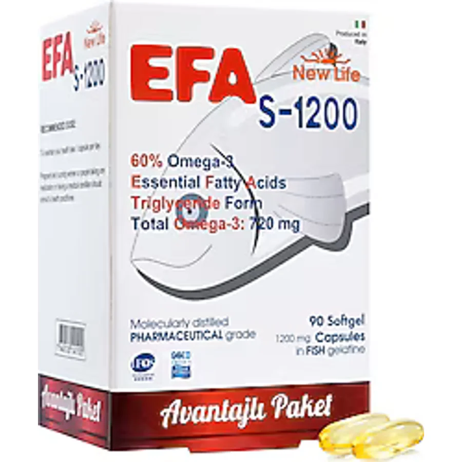 New Life Efa S-1200 Omega 3 Balık Yağı 90 Kapsül