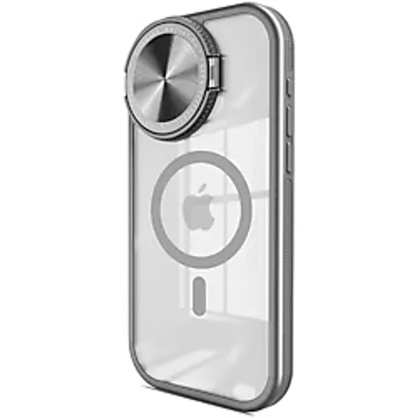 NEWFACE iPhone 15 Pro Uyumlu Teleskop Lens Magsafe Silikon Telefon Kılıfı Titanyum Gri