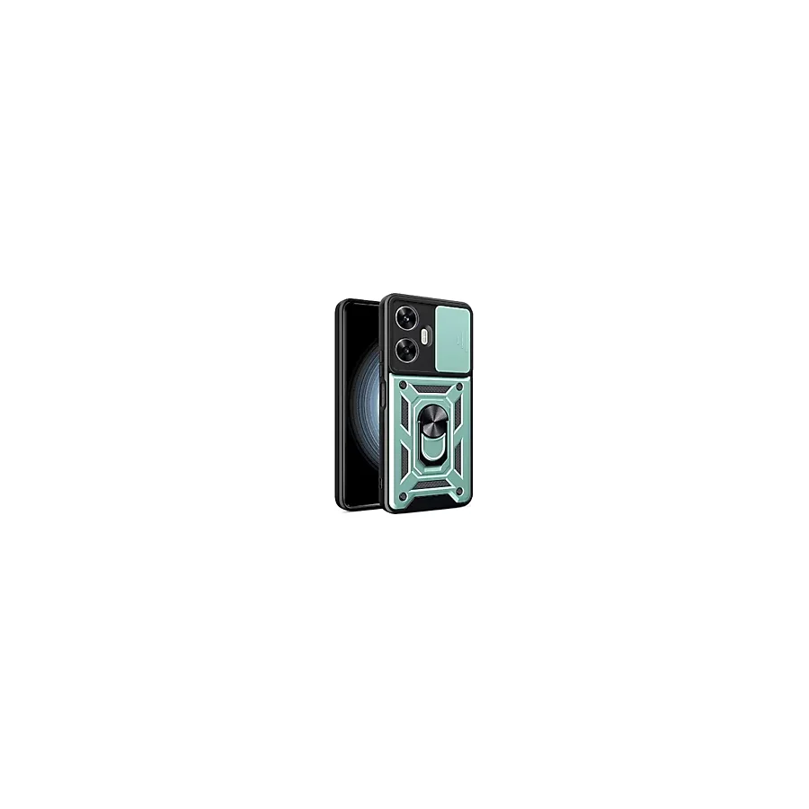 NEWFACE Realme C55 Uyumlu Pars Lens Yüzüklü Silikon Telefon Kılıfı Yeşil