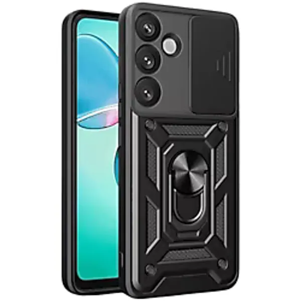 NEWFACE Samsung Galaxy A17 5G Uyumlu Pars Lens Yüzüklü Silikon Telefon Kılıfı Siyah