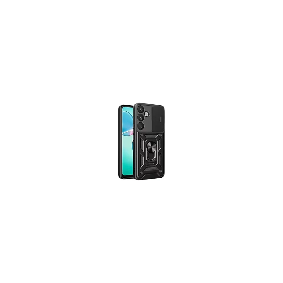NEWFACE Samsung Galaxy S26 Plus Uyumlu Pars Lens Yüzüklü Silikon Telefon Kılıfı Siyah