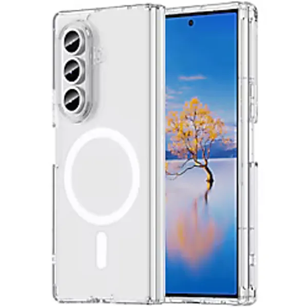 NEWFACE Samsung Galaxy Z Fold 7 Uyumlu Magneticsafe Şeffaf Silikon Telefon Kılıfı