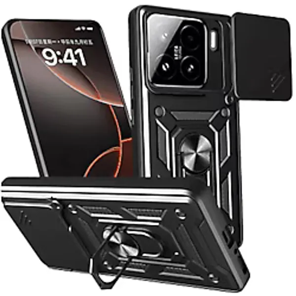 NEWFACE Xiaomi Mi 15 Uyumlu Pars Lens Yüzüklü Silikon Telefon Kılıfı Siyah