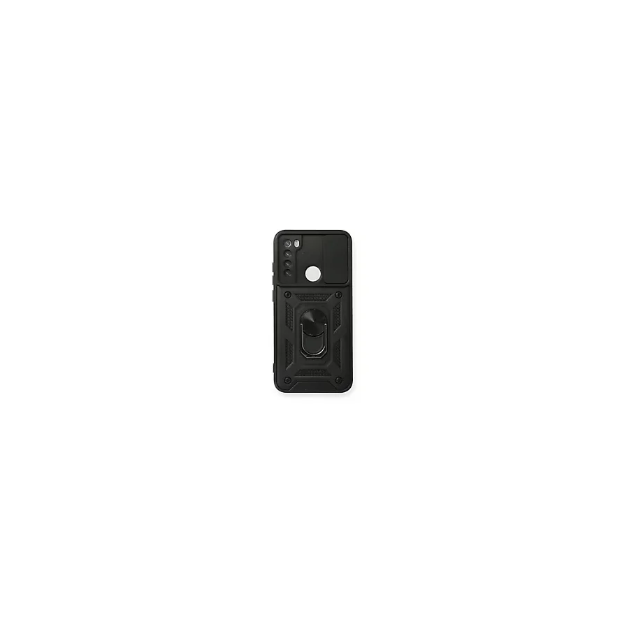 NEWFACE Xiaomi Redmi Note 8 Uyumlu Pars Lens Yüzüklü Silikon Telefon Kılıfı Siyah