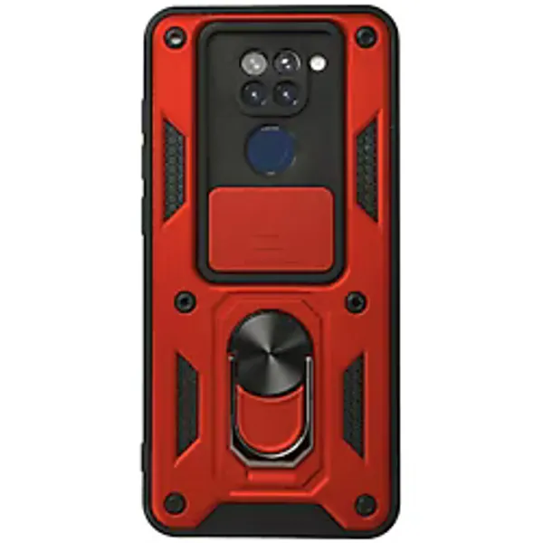 NEWFACE Xiaomi Redmi Note 9 Uyumlu Pars Lens Yüzüklü Silikon Telefon Kılıfı Kırmızı