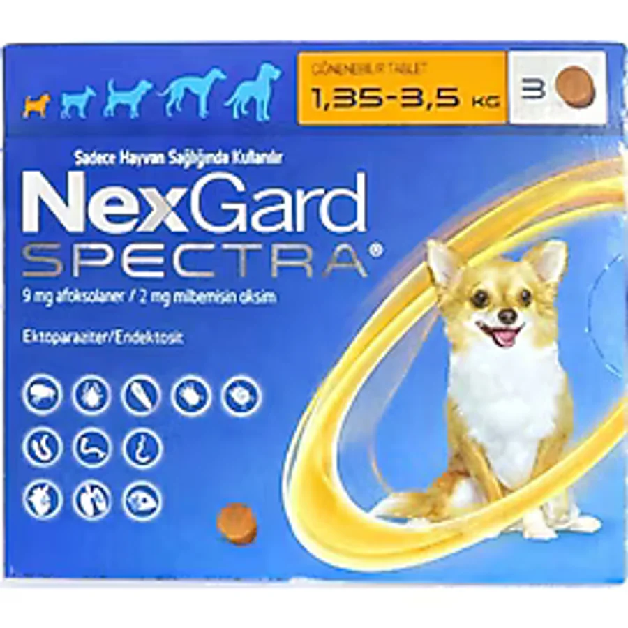 Nexgard Spectra İç Dış Parazit Koruması XS 1.5-3.5 kg Köpekler için Çiğnenebilir Tablet
