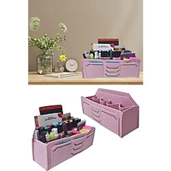 Next Craft Masaüstü Kalemlik Organizer Pembe Renk Ofis Düzenleyici Çok Gözlü 3mm Keçe