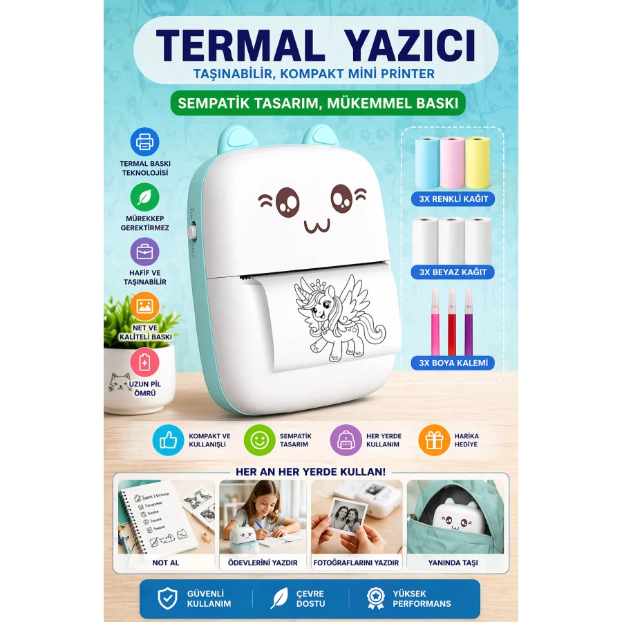 nextbuy Mini Fotoğraf Yazıcı Kablosuz Etiket Yazıcı Baskı Makinesi Ios Android Uyumlu Termal Printer