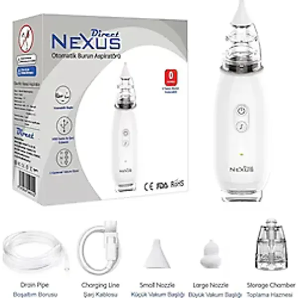 Nexus Elektrikli Burun Aspiratörü 3 Kademeli Vakum Gücü ve Taşınabilir Tasarım ile Bebekler İçin