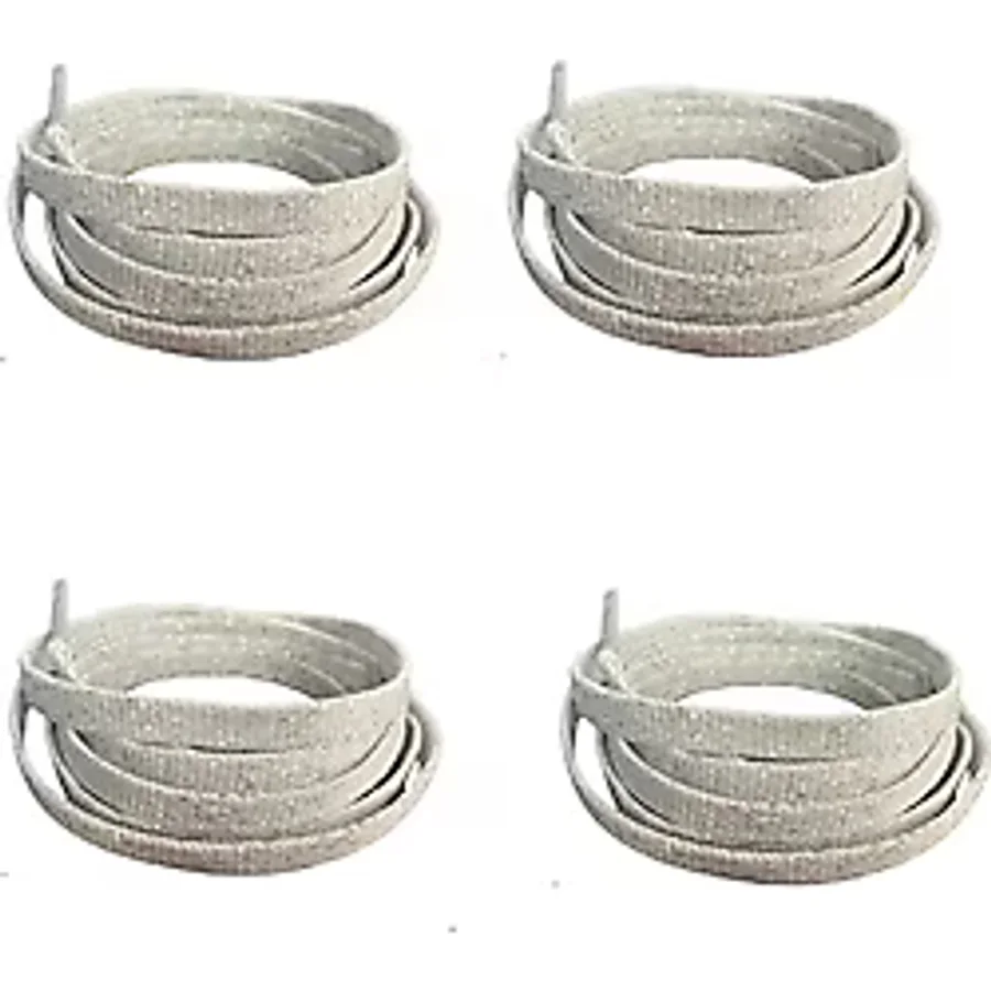 NEYSTORE 120 cm Yassı Simli Ayakkabı Bağcığı, Parlak Convers, Spor Ayakkabı Bağcığı (2 Çift Gümüş Simli Gri)