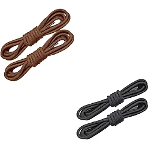 NEYSTORE Çift Katmanlı, Sağlam, Dayanıklı, Fitilli, Yuvarlak Bot Bağcığı, Ayakkabı Bağcığı, 1 Çift (1 Çift Siyah + 1 Çift Koyu Kahverengi, 150 cm)