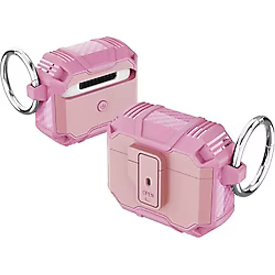 Nezih Case Apple Airpods 3. Nesil Uyumlu Shockproof Carbon Design Protective Anti-Knock Cover - Pembe