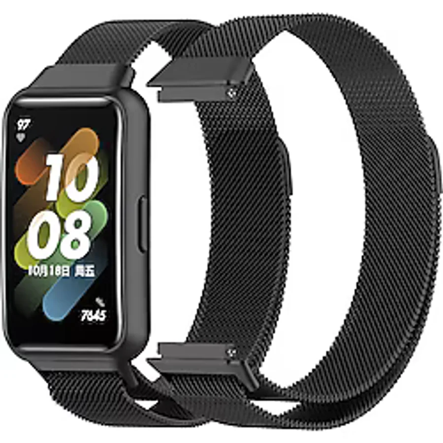 Nezih Case Huawei Band 7 Uyumlu Milano Hasır Örgü Metal Magnet Pratik Kordon