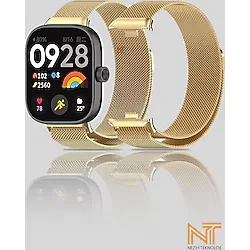 Nezih Case Xiaomi Redmi Watch 4 / 5 / 6 / Band 8 Pro / Uyumlu Milanes A Kalite Hasır Örgü Metal Kordon