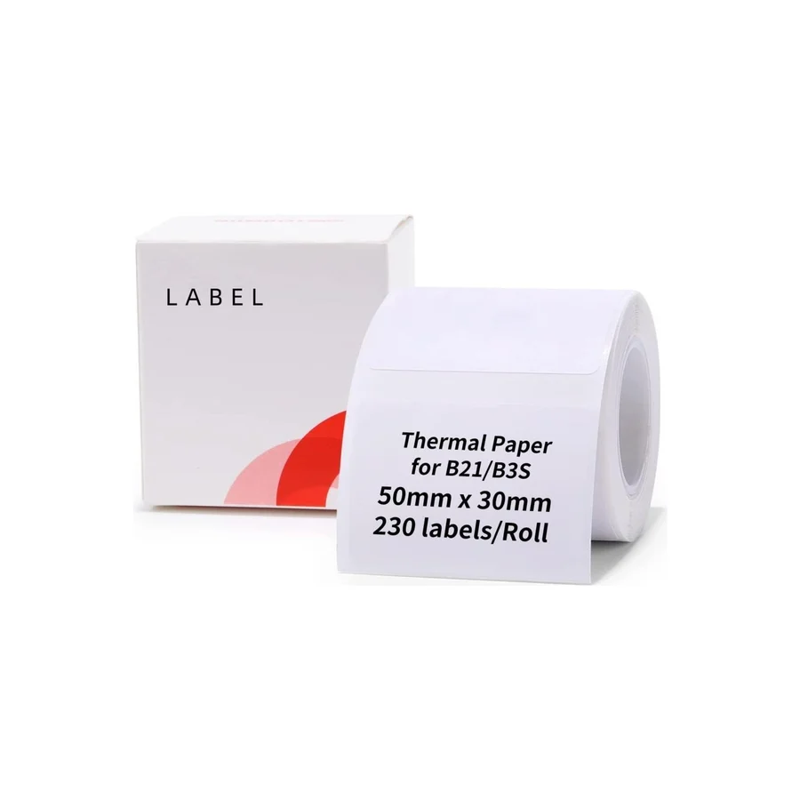 Niimbot 50X30MM Beyaz Etiket B21/B1/B3S İçin 230 Adet Yırtılmaz, Sudan ve Yağdan Etkilenmez