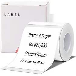 Niimbot 50X70MM Beyaz Etiket B21/B1/B3S İçin 110 Adet Yırtılmaz, Sudan ve Yağdan Etkilenmez