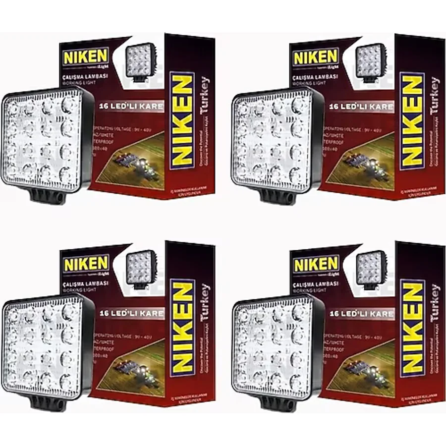 Niken 16 Led Kare Off Road Sis Farı Çalışma Lambası 4 Adet 12-24v 27w