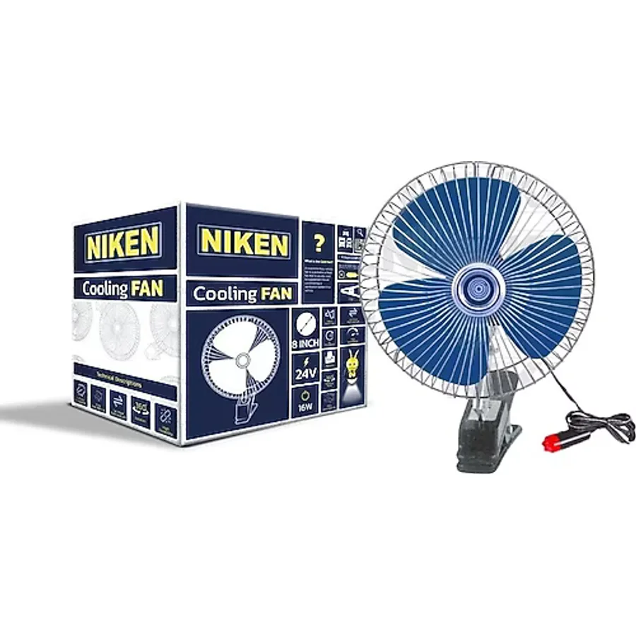 Niken Araç İçi Vantilatör Mavi Mandallı 24volt 8 İnç Niken