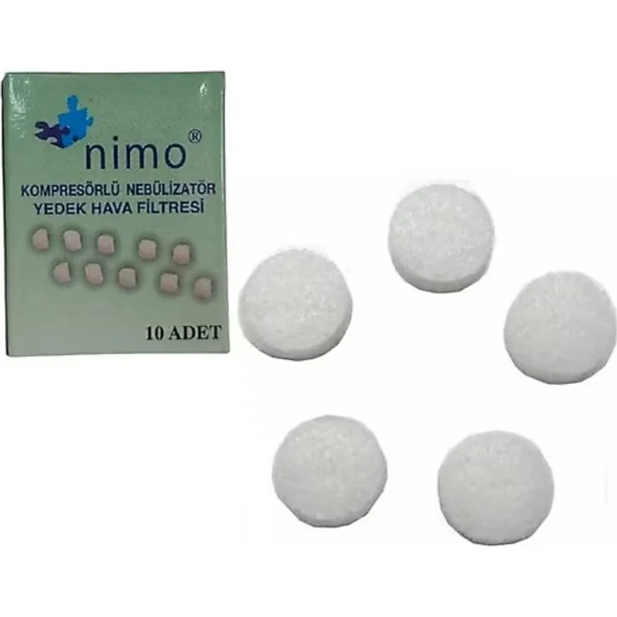 Nimo Nebulizatör Cihazı Yedek Hava Filtresi 10 lu 1 Kutu