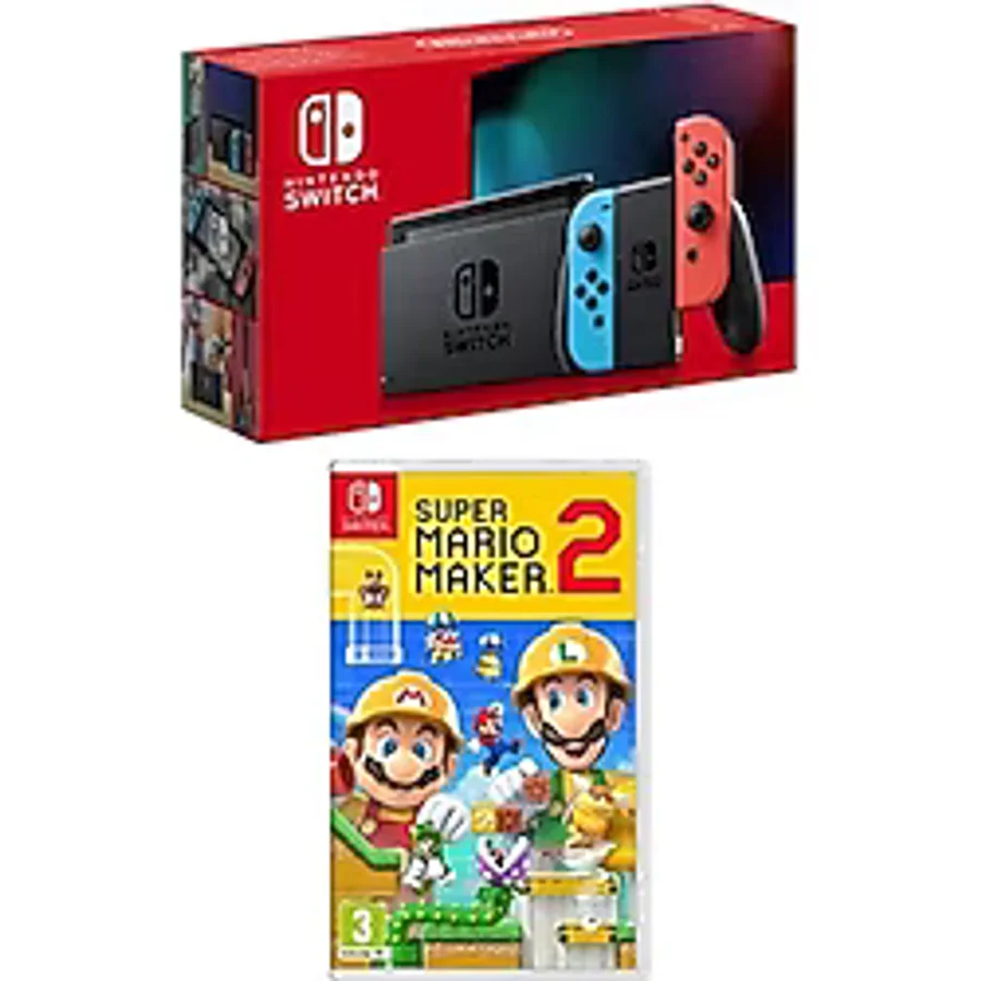 Nintendo Switch Konsol Neon Red Blue + Super Mario Maker 2 Nintendo Switch Oyun