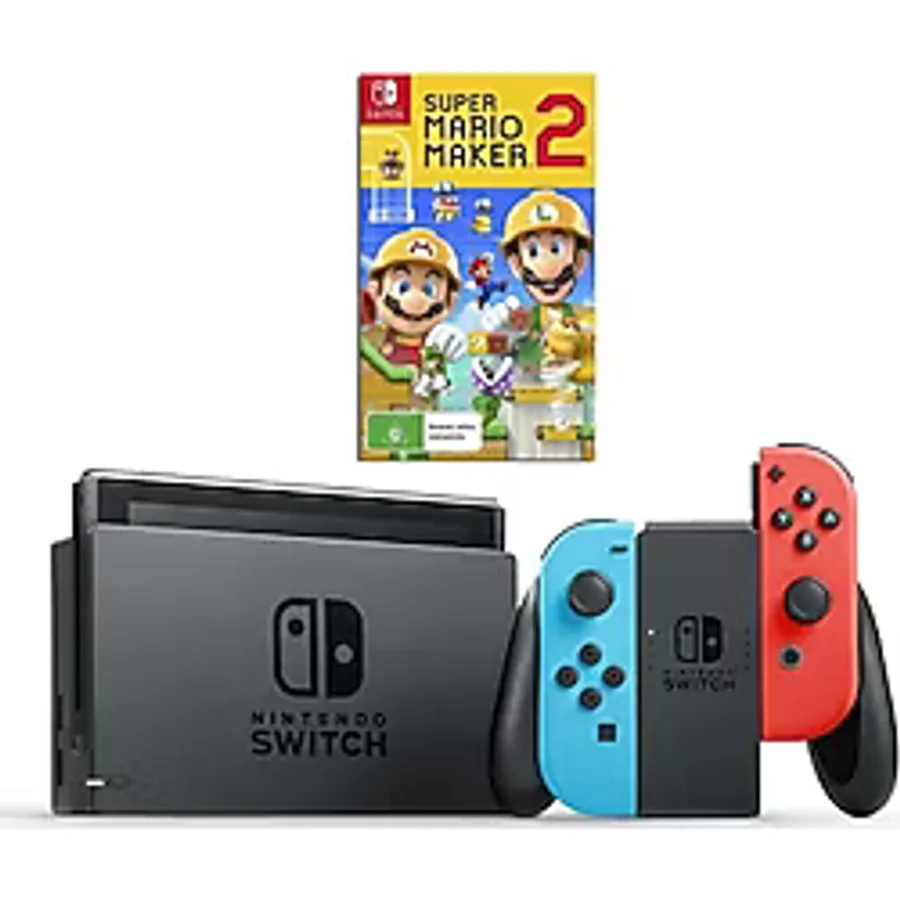 Nintendo Switch Mavi Kırmızı Joy - Con + Super Mario Maker 2 Oyunu ( İthalatçı Garantili )