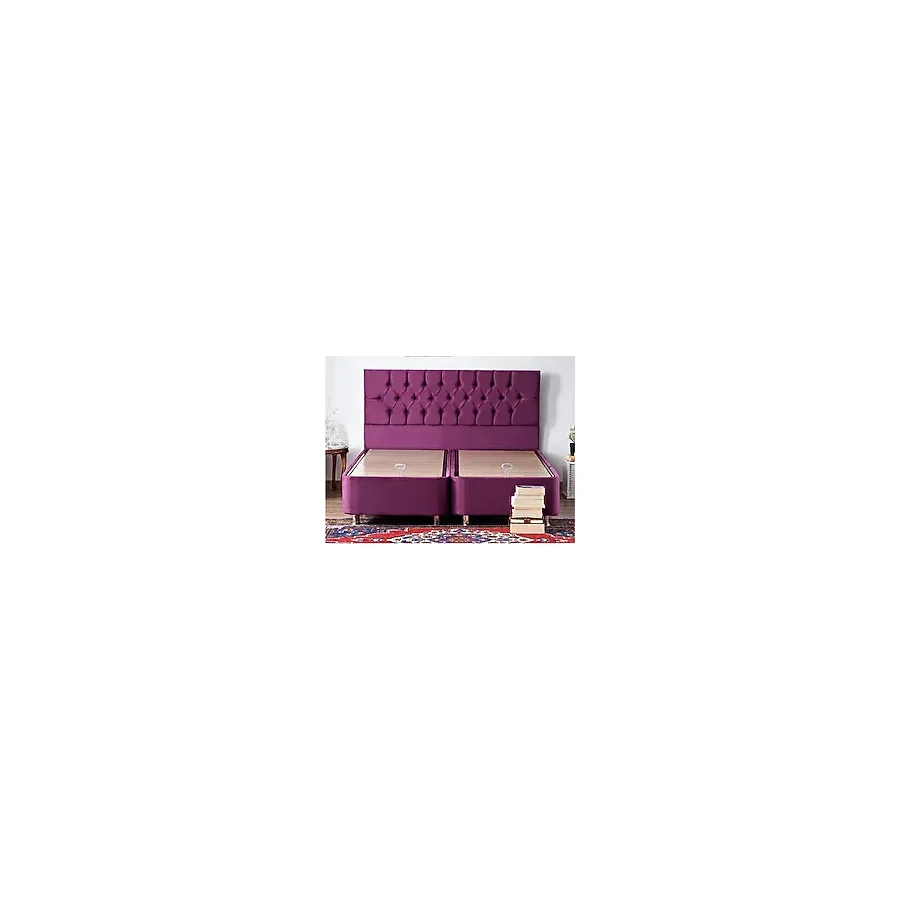 Niron Purple Baza ve Başlık Seti 160x200 cm Çift Kişilik Sandıklı Mor Kumaş Baza ve Başlığı