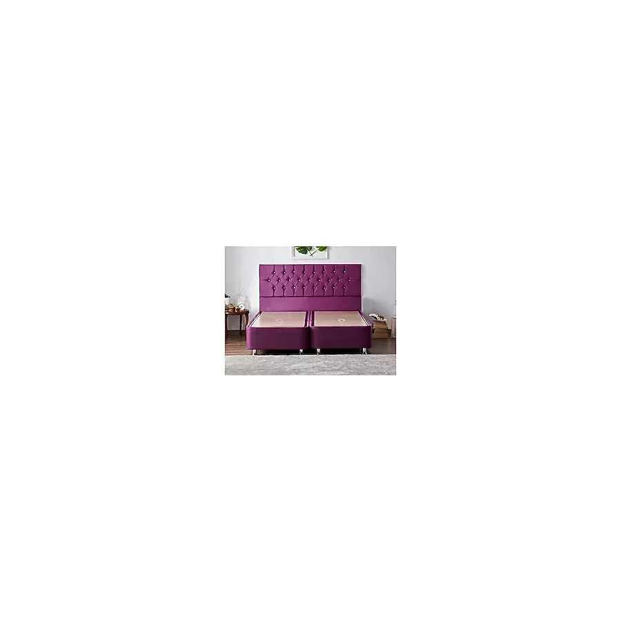 Niron Violet Baza ve Başlık Seti 180x200 cm Çift Kişilik Sandıklı Mor Kumaş Baza ve Başlığı