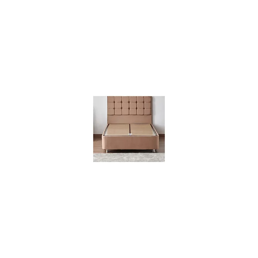 Niron Yatak Niron Rama Baza ve Başlık Seti 120x200 cm Tek Kişilik Sütlü Kahve Kumaş Baza ve Başlığı Soho Kumaş - 120 x 200 cm