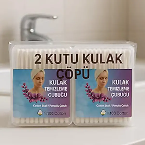 nistabolje 2 Kutu Kulak Çöpü Pamuklu Kulak Temizleme Çubuğu