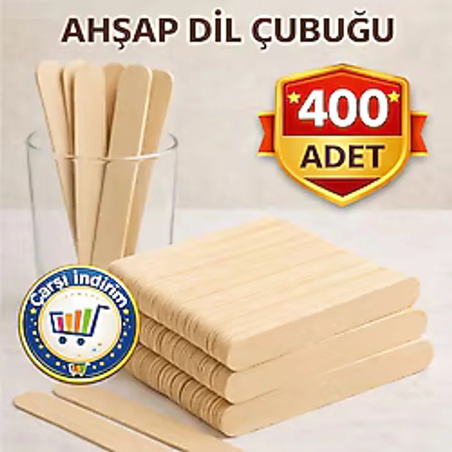 Nistabolje 400 Adet Abeslang Genis Dil Cubugu Ahsap Buyuk Dondurma Dil Basma Cubugu
