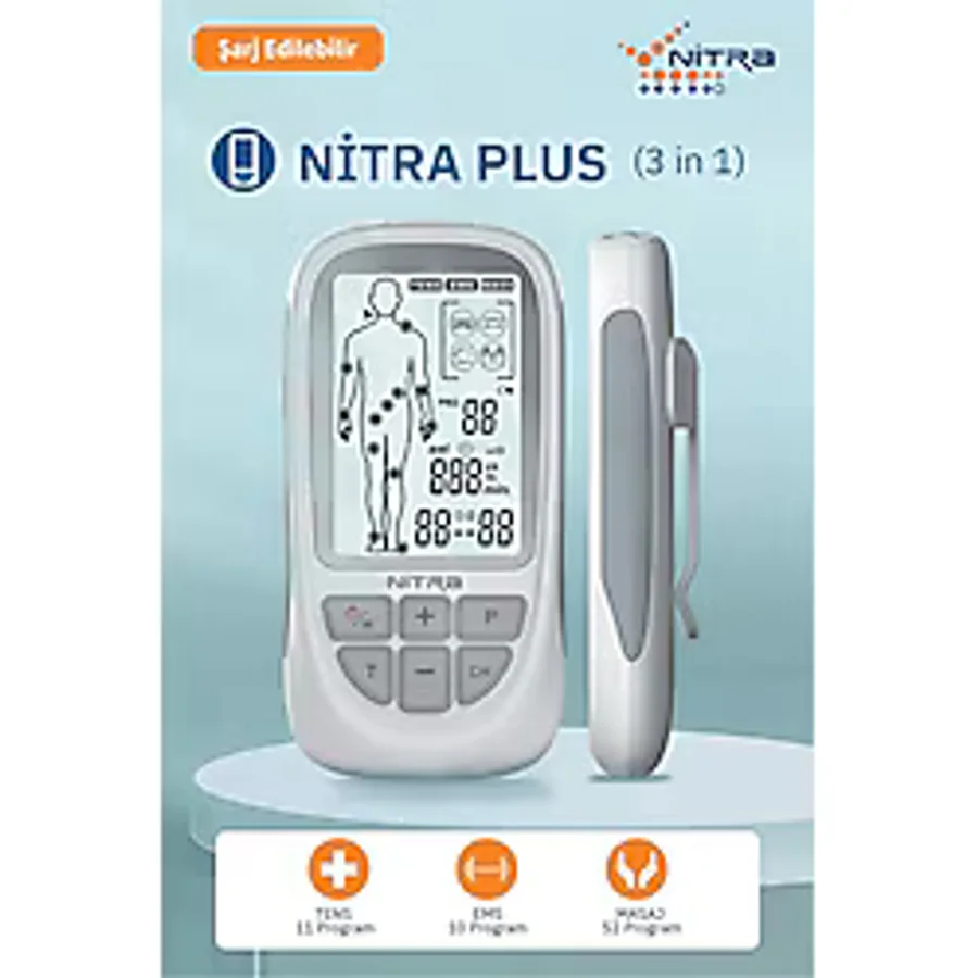 NitraPlus Bataryalı Ve Şarjlı 2 Kanallı Tens , Ems , Masaj Cihazı 73 Programlı Tens Cihazı