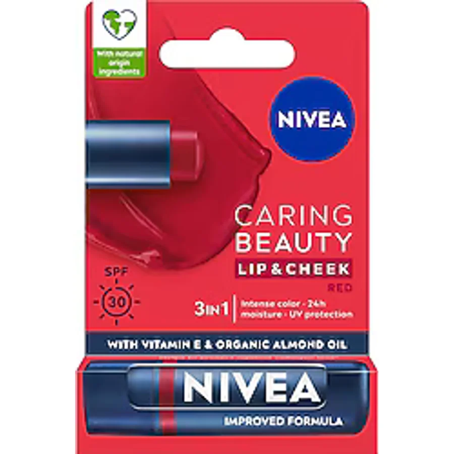 Nivea Caring Beauty 30 Faktör 4.8 gr Kırmızı Dudak Nemlendirici