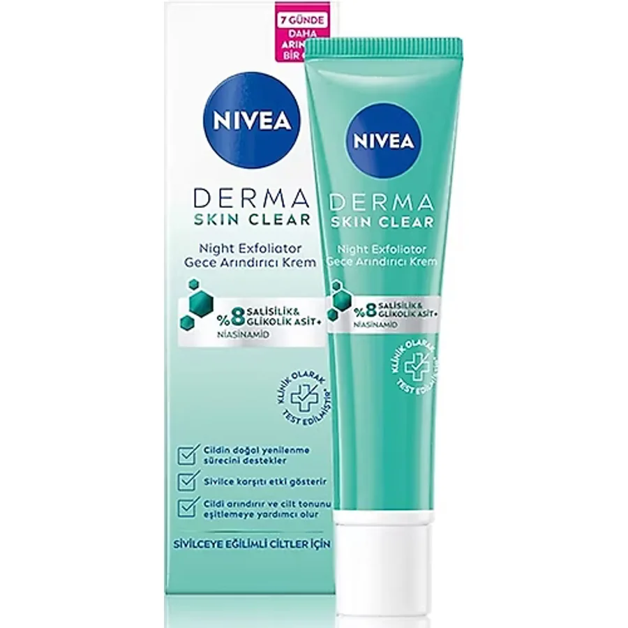 Nivea Derma Skin Clear Night Exfoliator Gece Arındırıcı Krem 40 ml