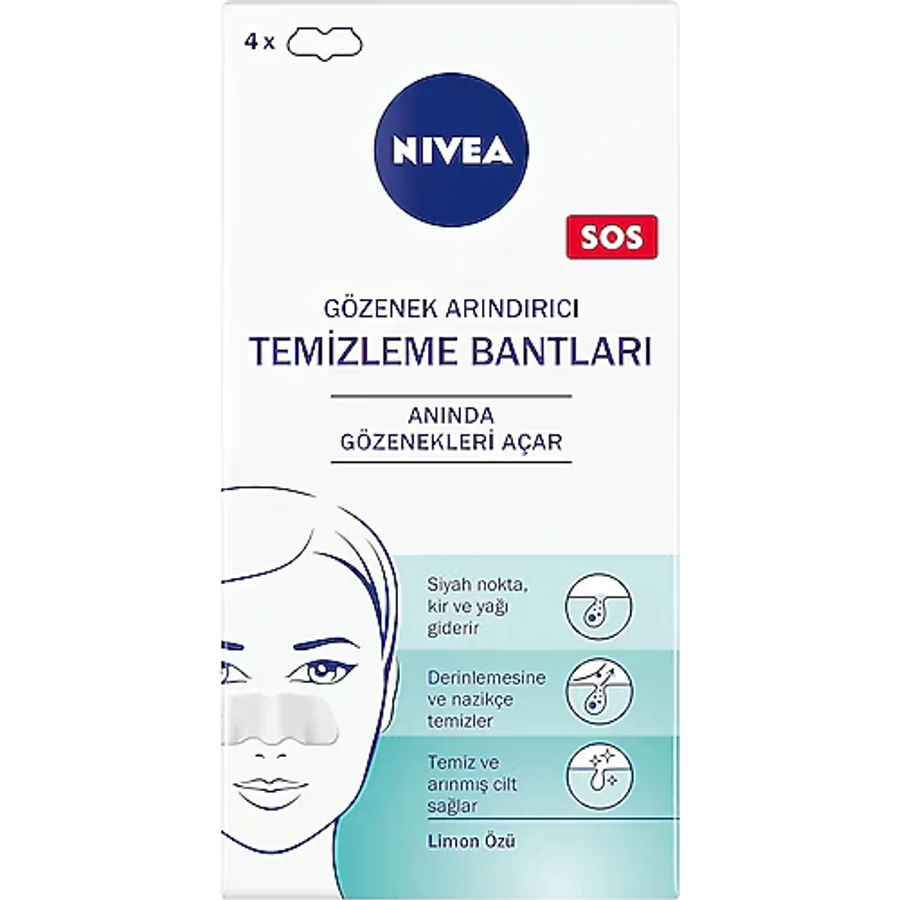 Nivea Gözenek Arındırıcı SOS 4'lü Yüz Temizleme Bandı