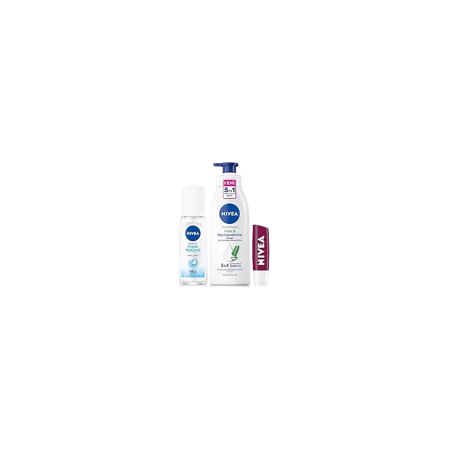 NIVEA Kişisel Bakım Seti,Banyo Terliği Hediye,Vücut Losyonu,Dudak Bakım,Pump Sprey Deodorant