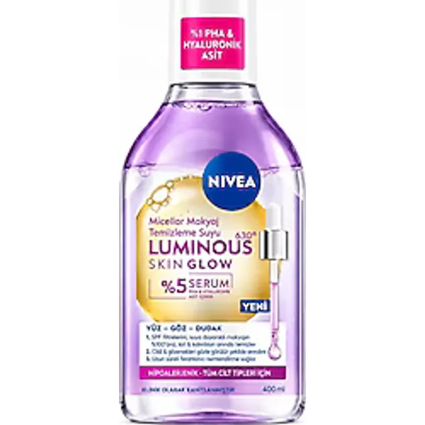Nivea Luminous630 Skin Glow Parlaklık Etkili Micellar 400 ml Makyaj Temizleme Suyu