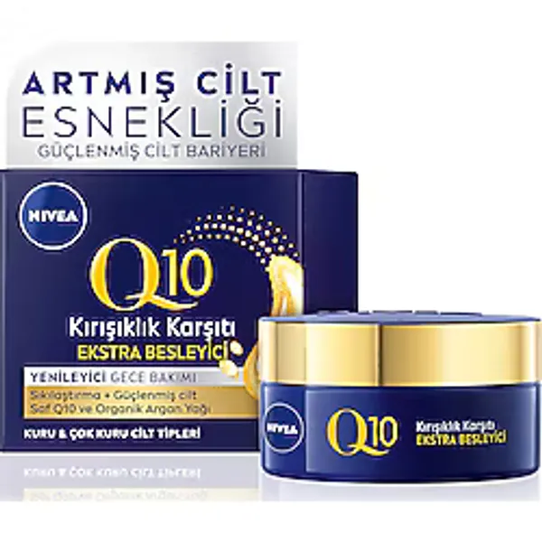 NIVEA Q10 Kırışıklık Karşıtı Ekstra Gece Besleyici Bakım Kremi 50 ML