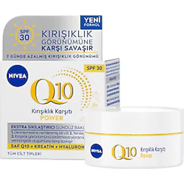 NIVEA Q10 Power Kırışıklık Karşıtı Gündüz Yüz Kremi SPF30 50 ml,Yaşlanma Karşıtı,Sıkılaştırıcı,Nemlendirici,Kreatin,Hyaluronik Asit