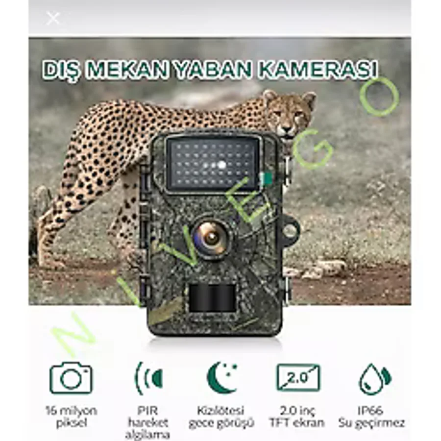 Nivego Fotokapan Avcı Kamera 1080P Doğa ve Outdoor Gece Görüşlü Kamera Su Geçirmez Hareket Sensörlü