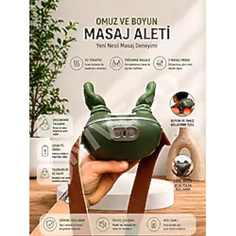 Nivego Premium Kablosuz Boyun Masaj Aleti - Isıtmalı Derin Yoğurma Masajı, Taşınabilir Masaj Cihazı Gerçek El Hissi