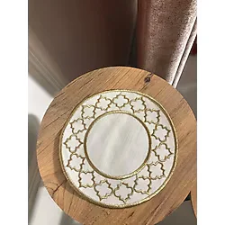 Nivemeshome Fas Nakışlı Gold Oval (6 Adet) Keten Kokteyl Peçetesi Kahve Yanı Sunumluk