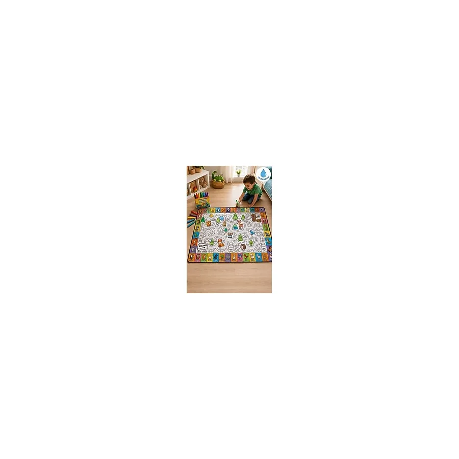 Nizal Home Eğitici Yıkanabilir Tekrar Boyanabilir Çocuk Odası Oyun Matı Boyama Halısı Boya Kalem Seti Hediye - Kırmızı - 20 x 20 cm
