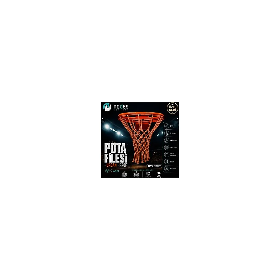 Nodes Basketbol Pota Filesi Ağı - 6mm Turuncu